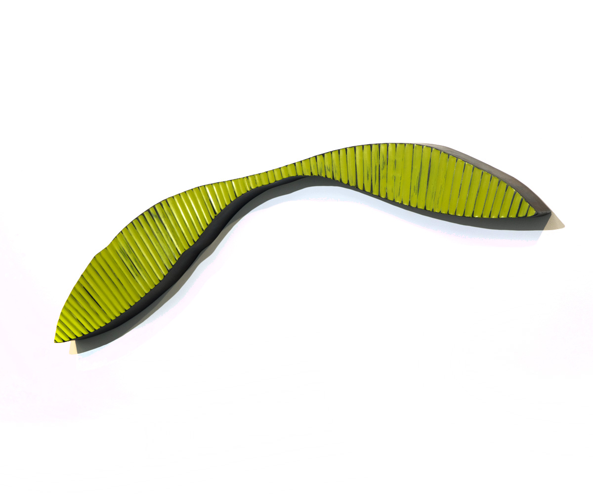 Green Ripple, steel with paint and chemical patina